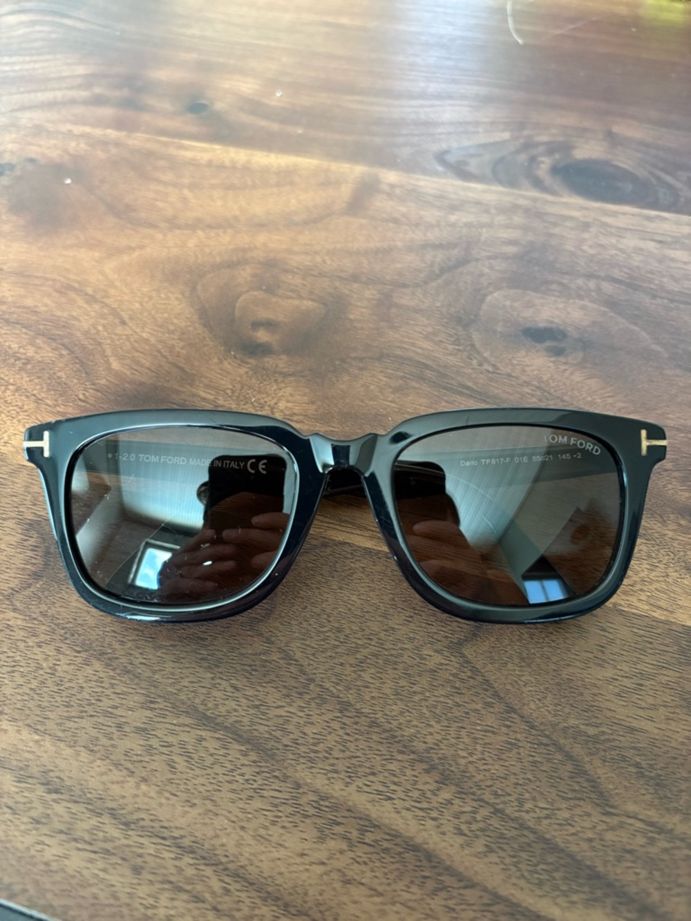 Tom Ford Glossy Black Square-Style Sunglasses with Dark Lenses